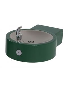 Green Wall Mounted Outdoor Drinking Fountain Push Button
