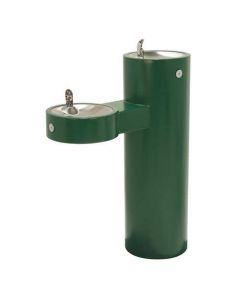 Green Free Standing Bi-Level Outdoor Drinking Fountain Push Button