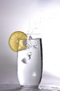 glass water with lemon