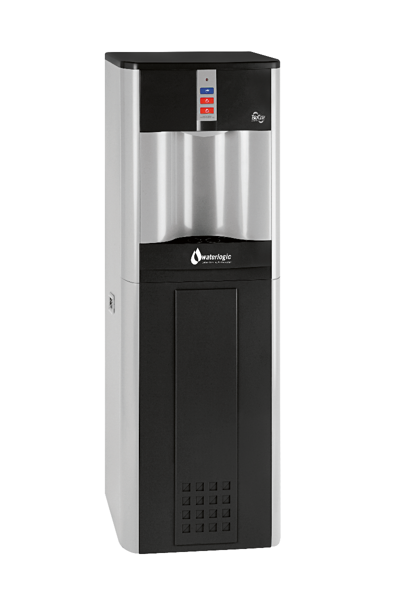 water logic floor standing dispenser in black